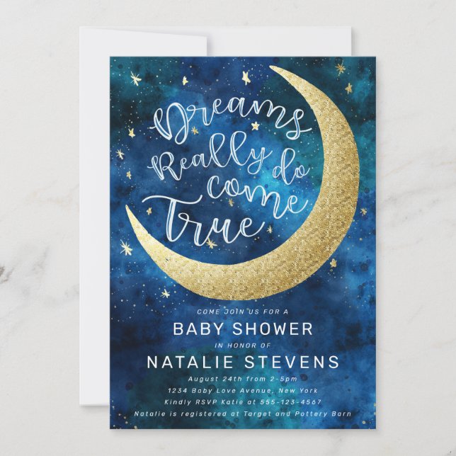Invitation Les rêves deviennent vraiment Vraiment Moon Stars  (Devant)