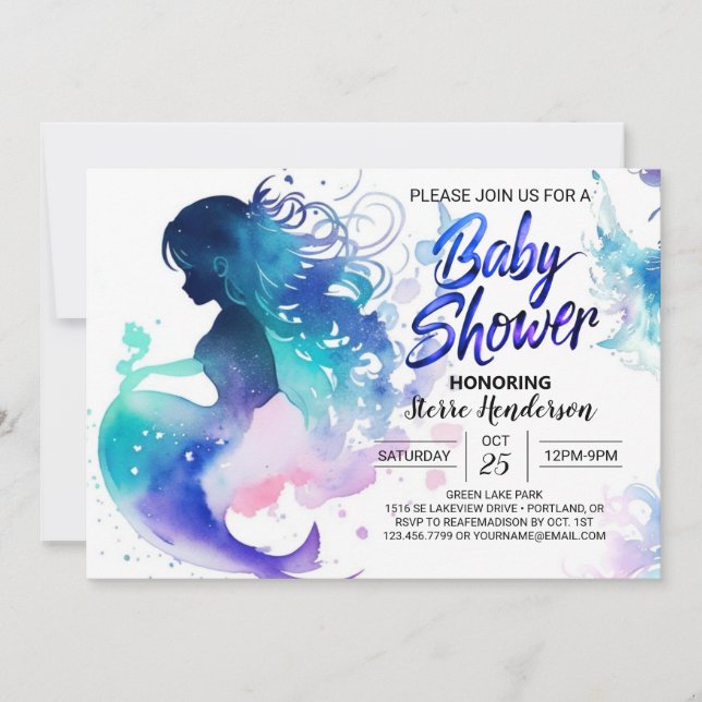 Invitation Les rêves océaniques pour le Baby shower de la sir (Devant)