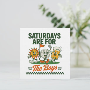 Invitation Les samedis sont pour les garçons Golf rétro golf