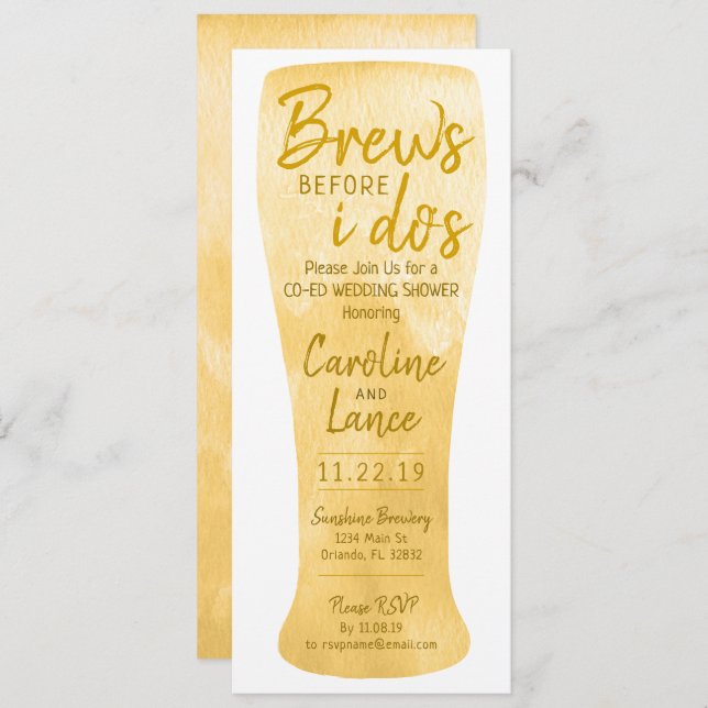 Invitation Les seins avant que je ne sois co-Ed Wedding showe (Devant / Derrière)