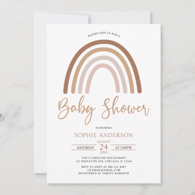 Invitation Les tons pastel Muet Boho Rainbow Baby shower (Devant)