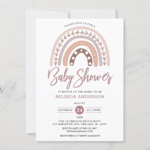 Invitation Les tons pastel Muet Boho Rainbow Baby shower