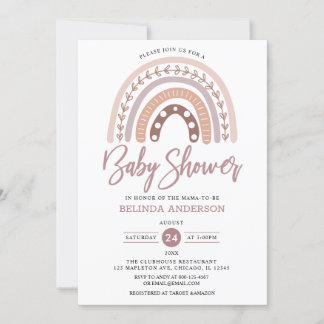 Invitation Les tons pastel Muet Boho Rainbow Baby shower