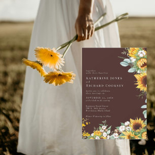 Invitation Les tournesols modernes tombent Brown Pas de paren