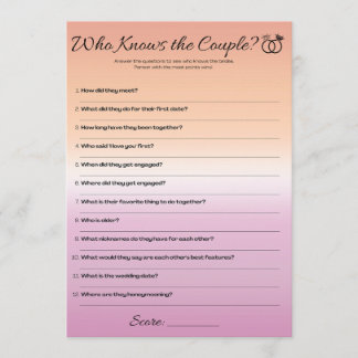 Invitation Lesbian Bachelorette Game, Qui connaît le couple