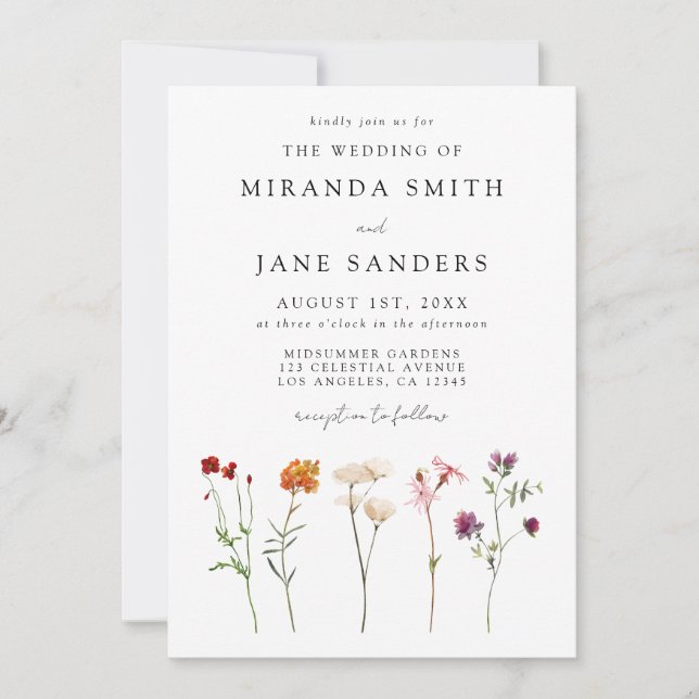 Invitation Lesbian Pride Floral QR Code Mariage (Devant)