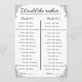 Invitation Lesbienne Wedding shower Jeu, Voudrait-Elle Plaire