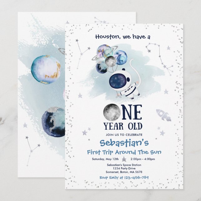 Invitation L'espace extra-atmosphérique 1er Anniversaire de l (Devant / Derrière)