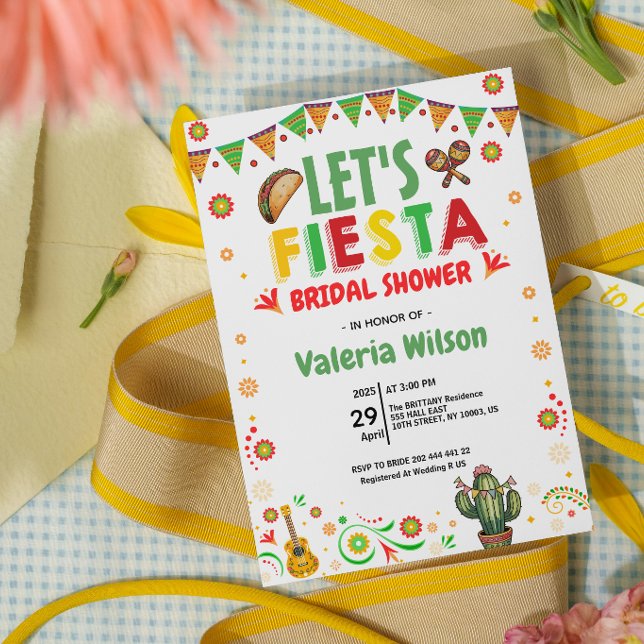 Invitation Let’s Fiesta Bridal Shower Colorful Mexican (let's fiesta bridal shower invitations cactus succulent mexican floral cinco de mayo colorful )
