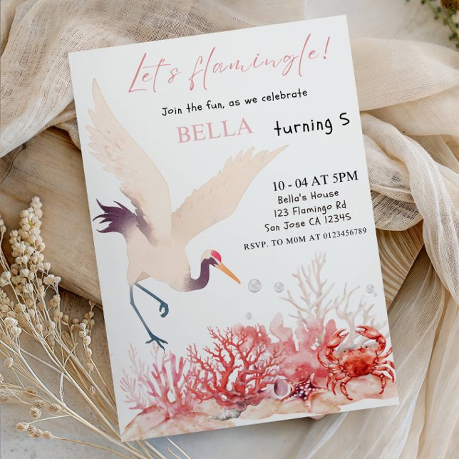 Invitation Let’s Flamingle! Pink Flamingo Girl Birthday Party (Créateur téléchargé)