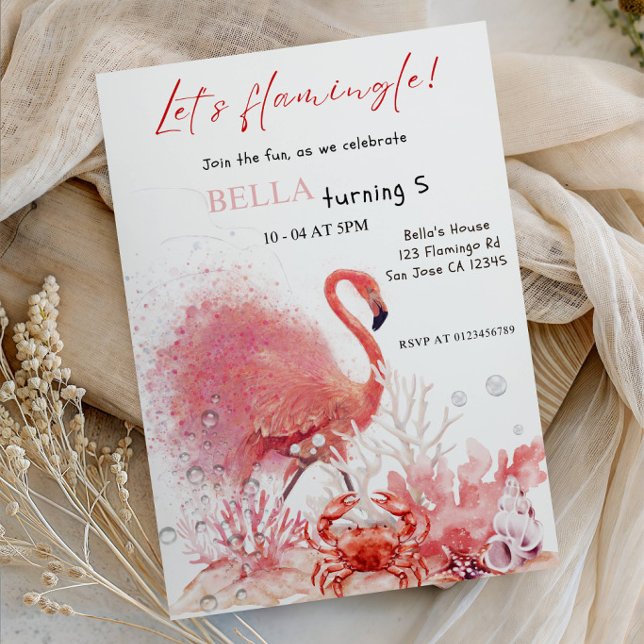 Invitation Let’s Flamingle! Pink Flamingo Girl Birthday Party (Créateur téléchargé)