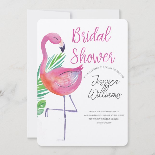 Invitation Let’s Flamingle! Tropical Bridal Shower Bash (Devant)