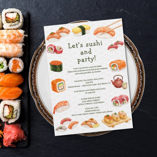 Invitation Let’s sushi and party! (Créateur téléchargé)