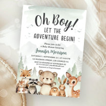 Let The Adventure Begin Baby Shower Boy Woodland