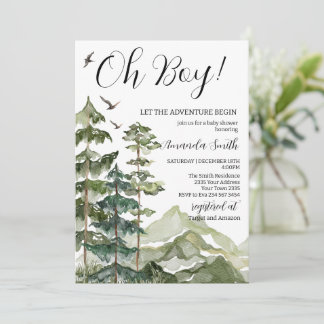 Invitation Let The Adventure Begin Mountain Boy Baby Shower