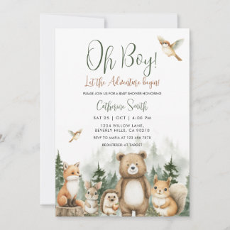 Invitation Let the Adventure Begin Woodland Baby Shower