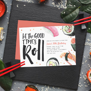 Invitation Let The Good Times Roll Sushi Anniversaire