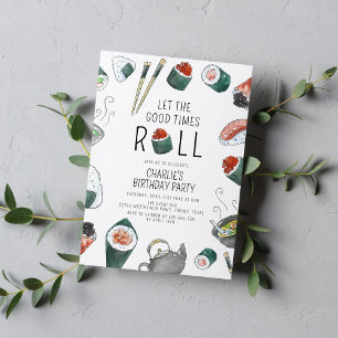 Invitation Let the Good Times Roll Sushi Party Anniversaire