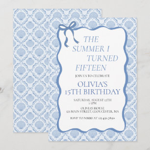 Invitation L'été où j'ai eu quinze ans 15e anniversaire
