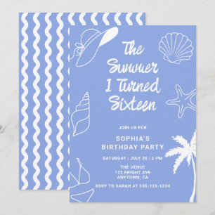 Invitation L'été où j'ai eu seize ans Fête d'anniversaire 16 