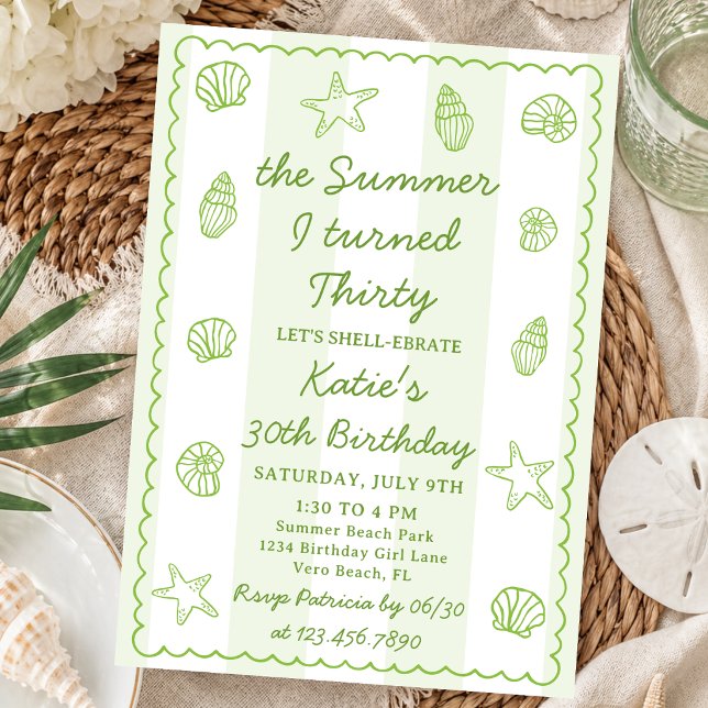 Invitation L'été où j'ai eu trente ans Sage 30e anniversaire (Créateur téléchargé)