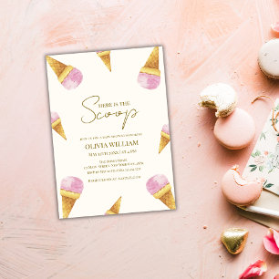 Invitation L'été rose Voici le Baby shower de glace Scoop