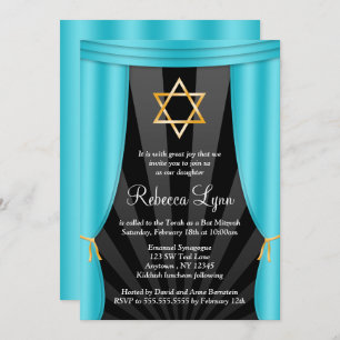 Invitation L'étoile d'Hollywood de David Turquoise Bat mitzva