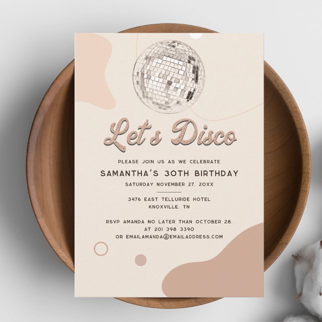 Invitation Lets Disco Retro Super 30e fête d'anniversaire (Retro Grovy Disco 30th Birthday Party Invitations)