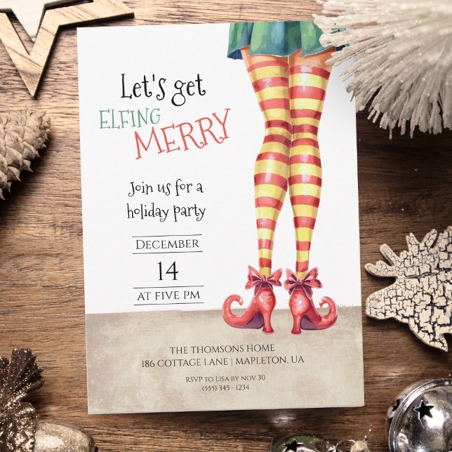 Invitation Let's Get ELFING Merry Fun Holidays Party  (Créateur téléchargé)