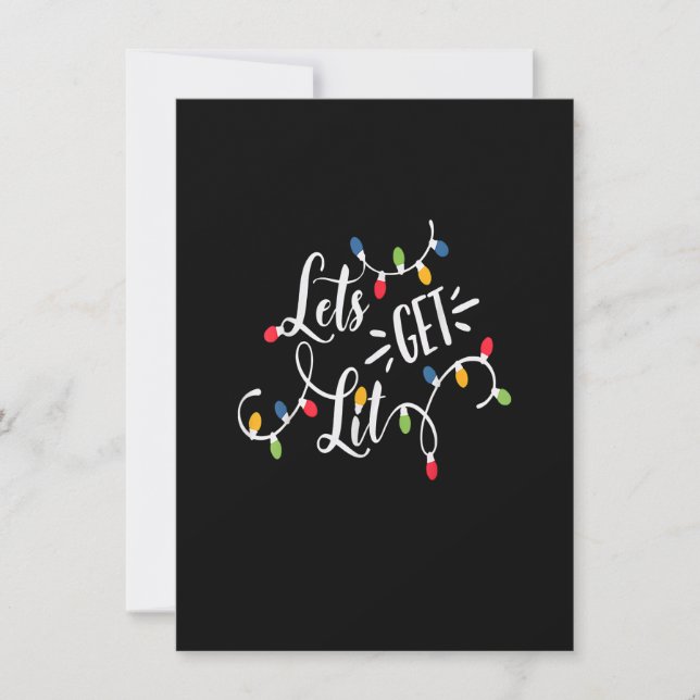Invitation Let's Get Lit Funny Christmas Lights Xmas Maching (Devant)