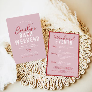 Invitation Let's Go Girls Modern rose and Red Bachelorette