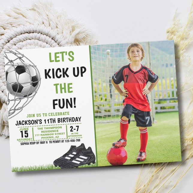 Invitation Let's Kick up the fun!, Funny Soccer Birthday (Créateur téléchargé)