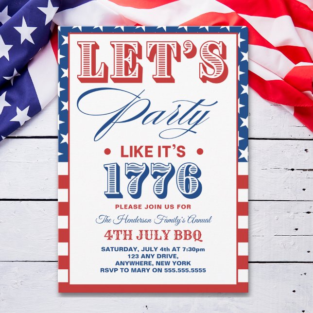 Invitation Lets Party Like It's 1776 Funny 4th July Party (Créateur téléchargé)