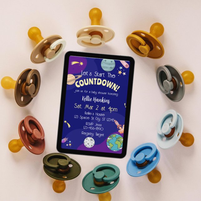 Invitation Let's Start the Countdown, Space Baby Shower (Créateur téléchargé)
