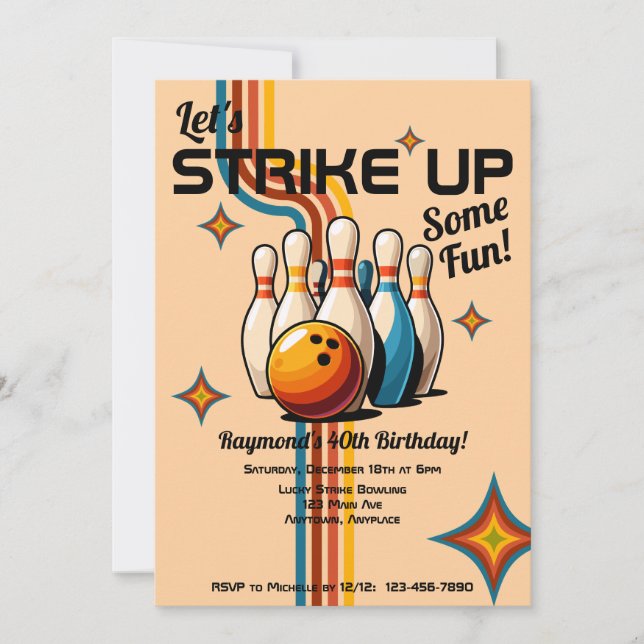 Invitation Let's Strike Up Some Fun Bowling Birthday Party (Devant)