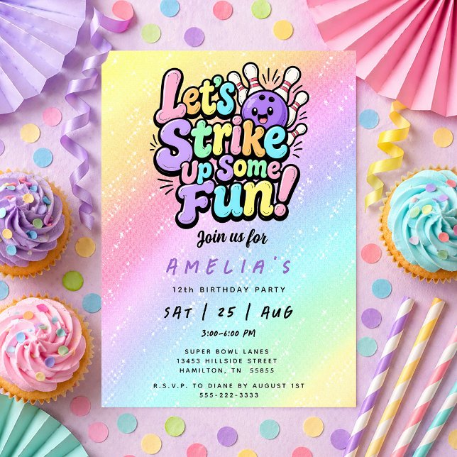 Invitation Let's Strike Up Some Fun Bowling Birthday Party (Let's Strike Up Some Fun Bowling Birthday Party Invitation)