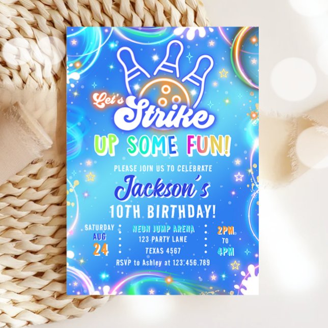 Invitation Let's Strike Up Some Fun Bowling Boy Birthday (Créateur téléchargé)
