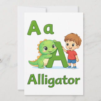 Invitation Letter A Alphabet Postcard – A is for Alligator
