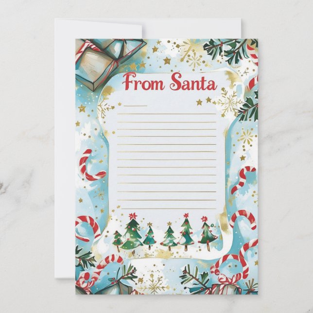 Invitation  Letter from Santa | Pastel Blue & Gold Stars (Devant)