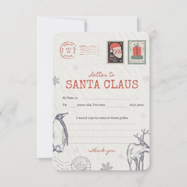 Invitation 🎅Letter to Santa | Printable Christmas Wish List  (Devant)