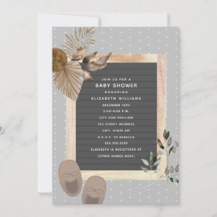 Invitation Letterboard Chaussures pour bébés Boho Baby shower