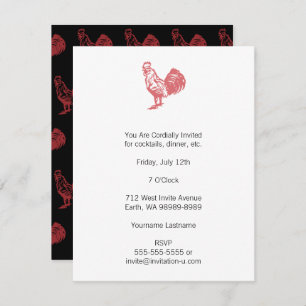 Invitation Letterpress Style Red Roster