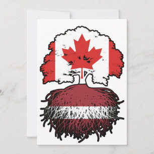 Invitation Lettonie Drapeau canadien letton des racines d'arb