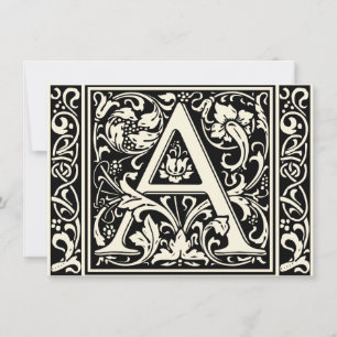 Invitation Lettre A Monogramme Médiéval Art Nouveau