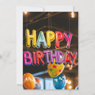 Invitation LETTRE arc-en-ciel Ballons fête d'anniversaire Inv