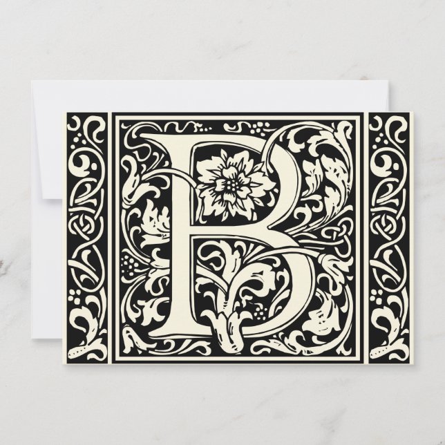 Invitation Lettre B Monogramme Art Nouveau Médiéval (Devant)