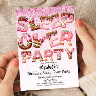 Invitation Lettre biscuite rose Slepover Anniversaire