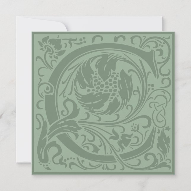 Invitation Lettre C Monogramme Alphabet Floral William Morris (Devant)