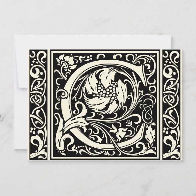 Invitation Lettre C Monogramme médiéval Art Nouveau (Devant)