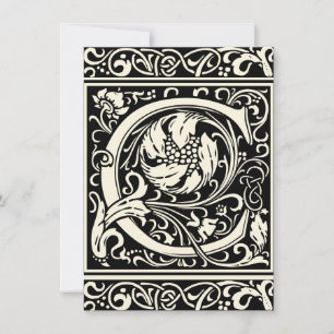 Invitation Lettre C monogramme médiéval Art nouveau